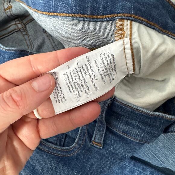 Madewell 9” Skinny Jeans Women’s Size 29P Petite Blue Denim Raw Hem Stretch - Picture 4 of 8